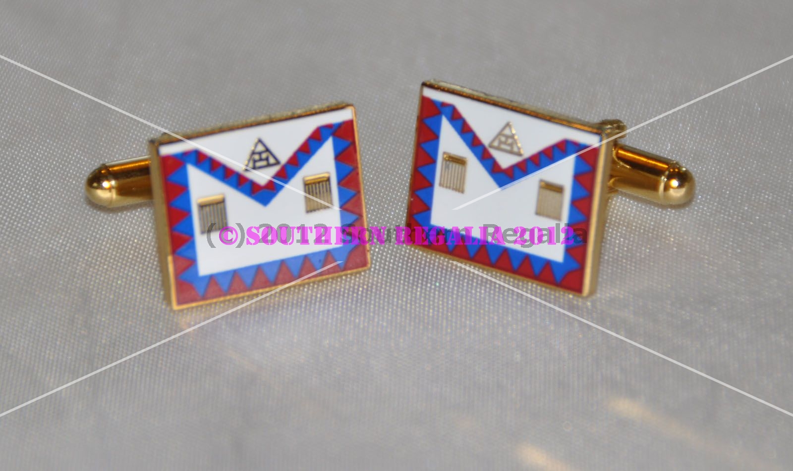 Royal Arch Companions Apron Gold Plated Cufflinks - Click Image to Close